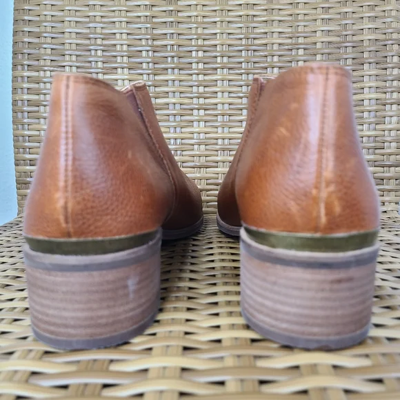 Lucky Brand Shoes Koben Booties Leather Stacked Heels Pointed Brown Size 11 - Picture 11 of 16